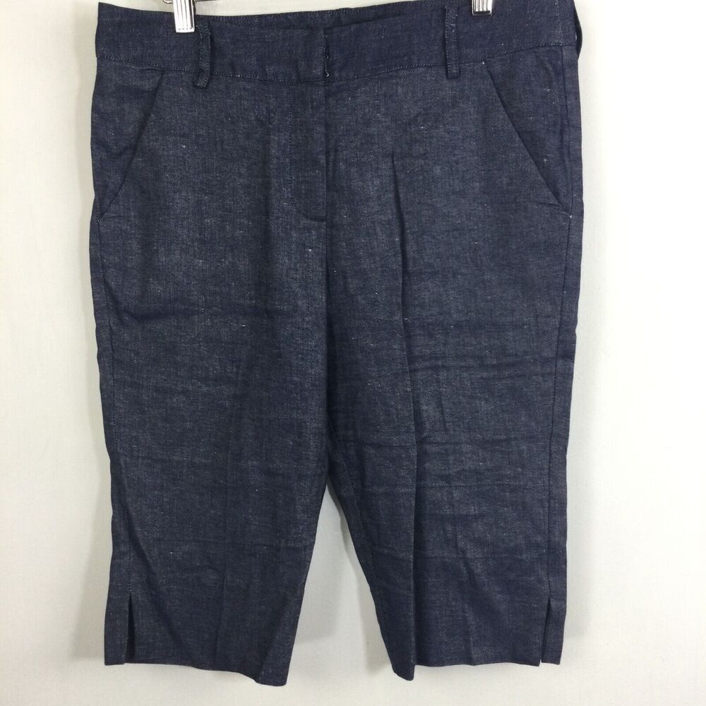 Harvey Faircloth Womens Cotton Linen Chambray Shorts Bermuda Blue Size 6